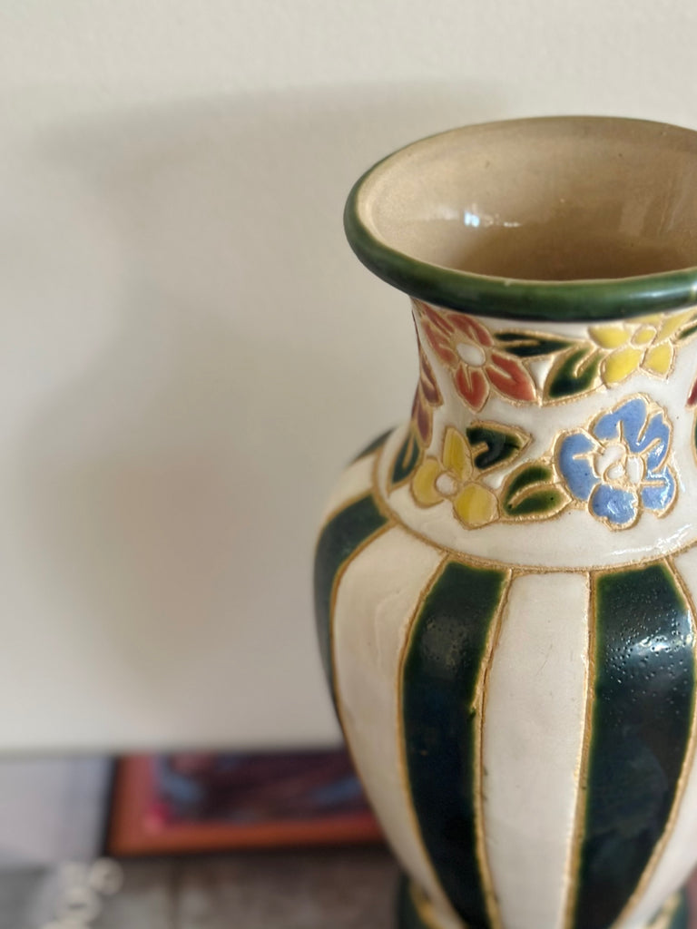 Stripe/Floral Vase - Vintage