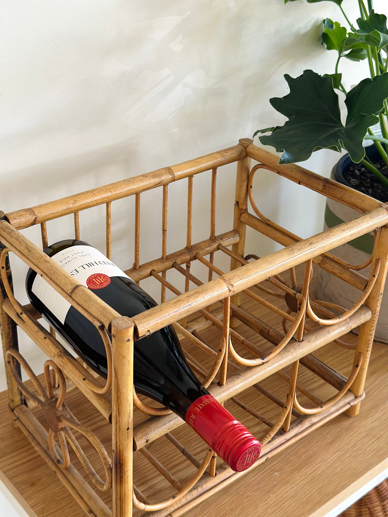 Rattan Flower Wine Rack - Vintage