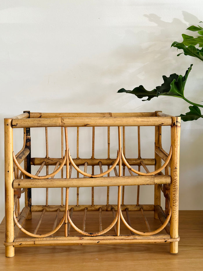 Rattan Flower Wine Rack - Vintage