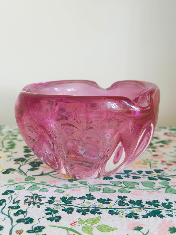 Pink 1950s Art Glass Small Dish - Vintage