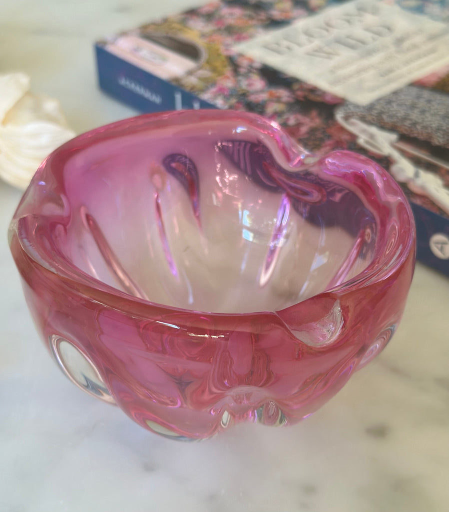 Pink 1950s Art Glass Small Dish - Vintage