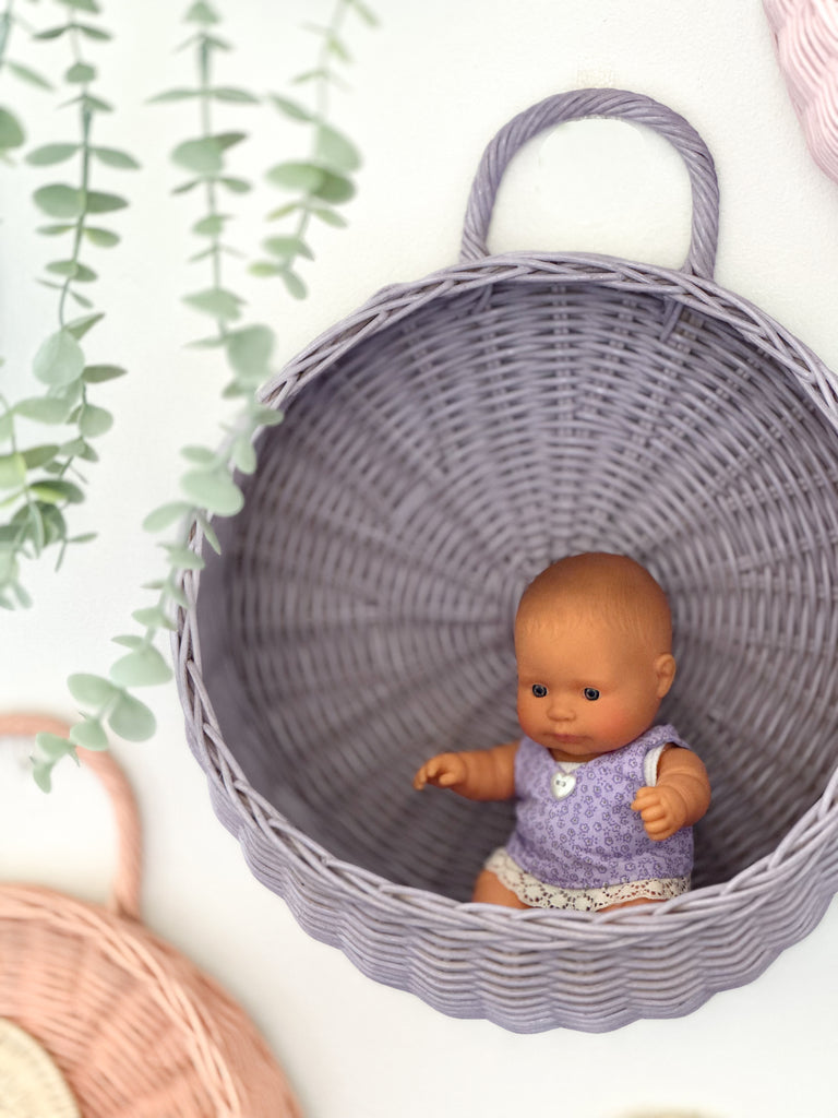 Wall Basket - Natural, White, Sage, Pale Pink, Baby Blue, Lavender & Peach