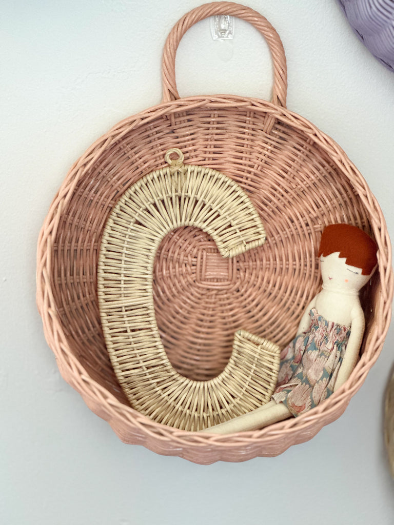 Wall Basket - Natural, White, Sage, Pale Pink, Baby Blue, Lavender & Peach