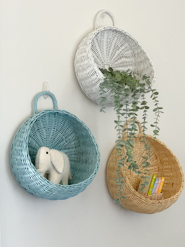Wall Basket - Natural, White, Sage, Pale Pink, Baby Blue, Lavender & Peach