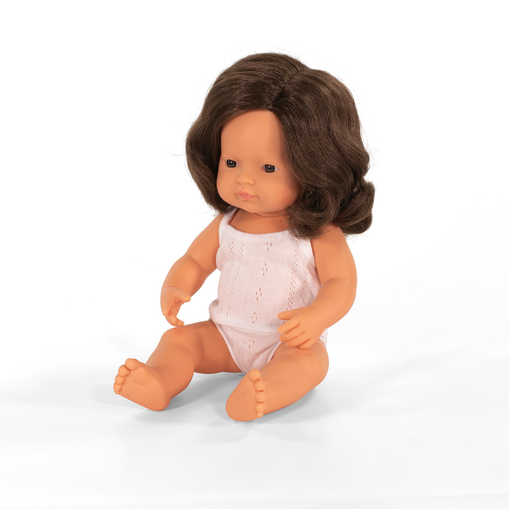 Miniland Doll - Caucasian, Brunette Girl 38cm (undressed)