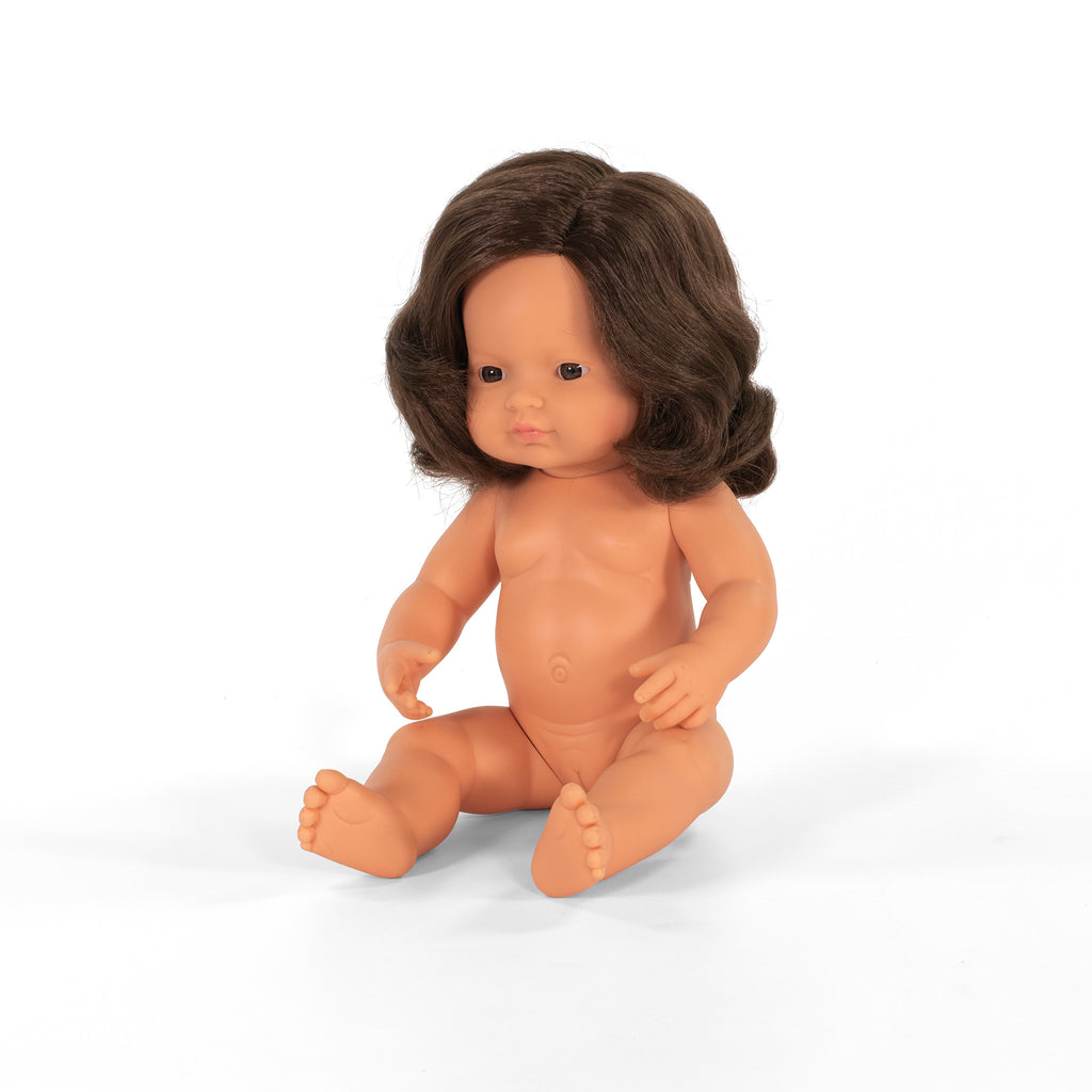 Miniland Doll - Caucasian, Brunette Girl 38cm (undressed)