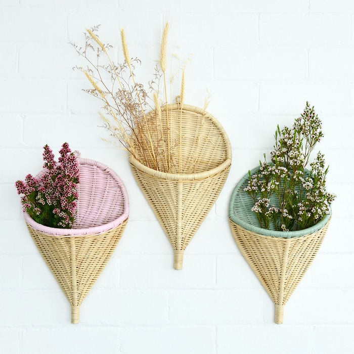 Ice Cream Wall Basket - Natural, Sage & Pale Pink